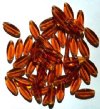 50 16x6mm Transparent Dark Topaz Narrow Flat Oval Beads